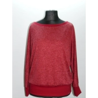 Cieplutki sweter KIMONO ze ściągaczami - wiśniowy melanż